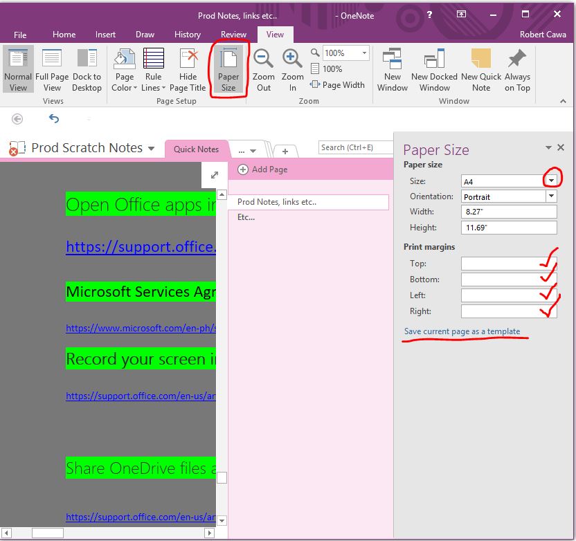 OneNote - printing handwritten pages on A4 - Microsoft Q&A