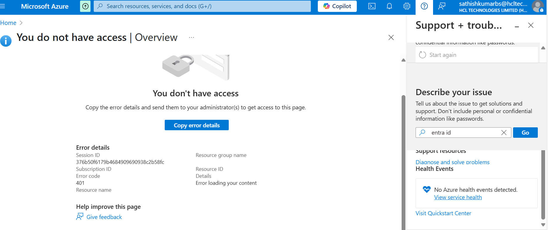 Getting error when trying to Configure organization settings ...