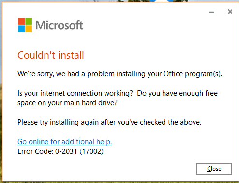 Office Install - Something went wrong - Microsoft Q&A