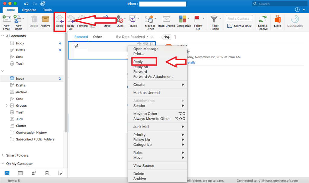 In microsoft mail where is the reply button? - Microsoft Q&A