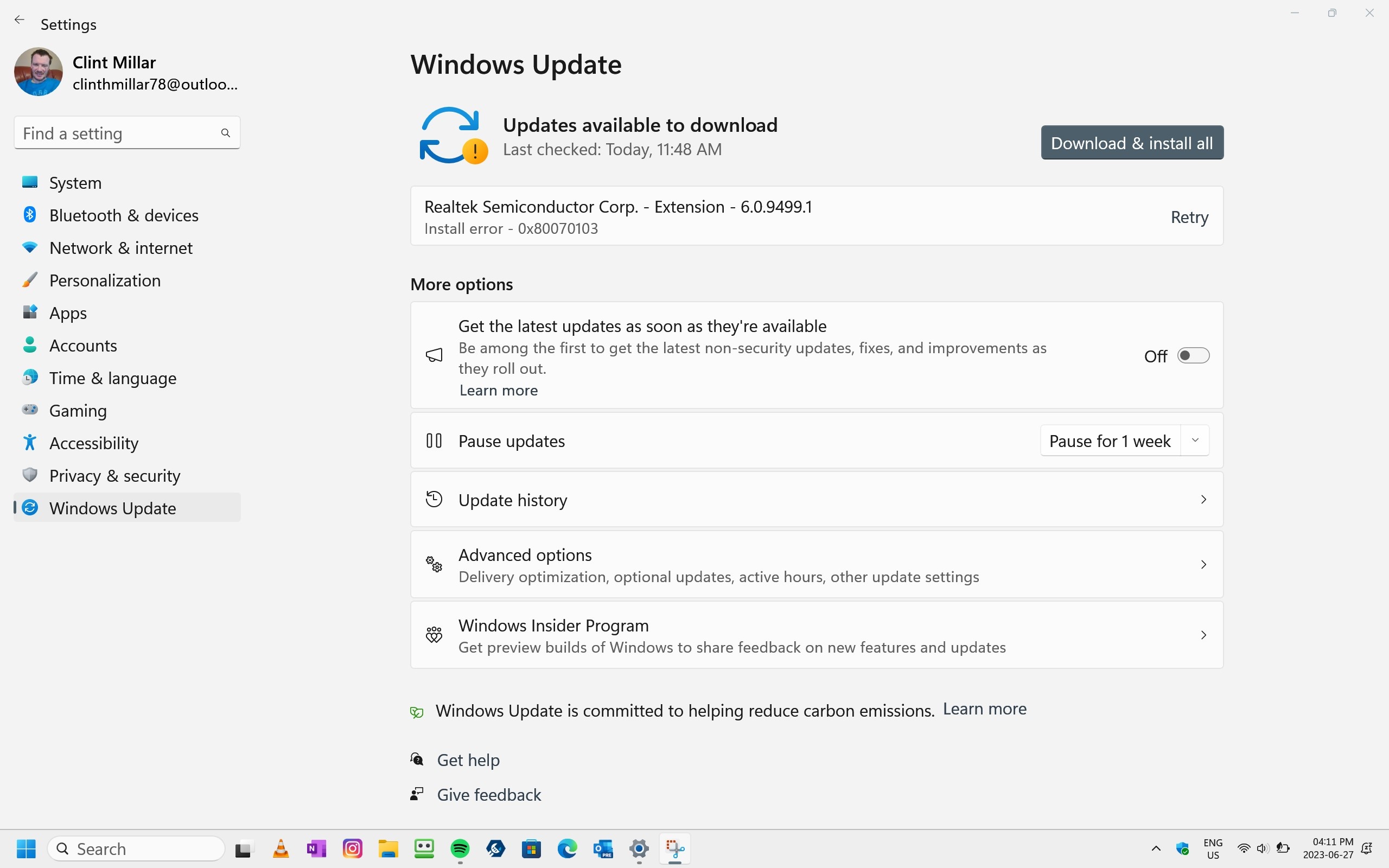 All drivers have successfully installed but the Realtek Media driver is ...