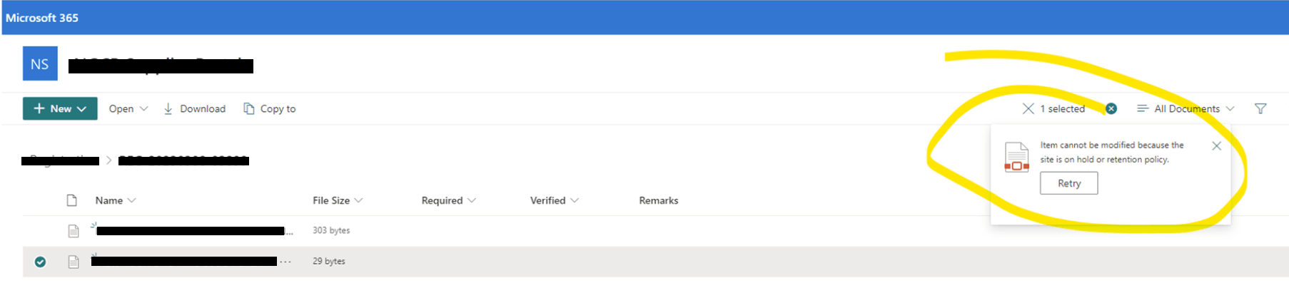 Office365 SharePoint: "Item cannot be modified because the site is on ...