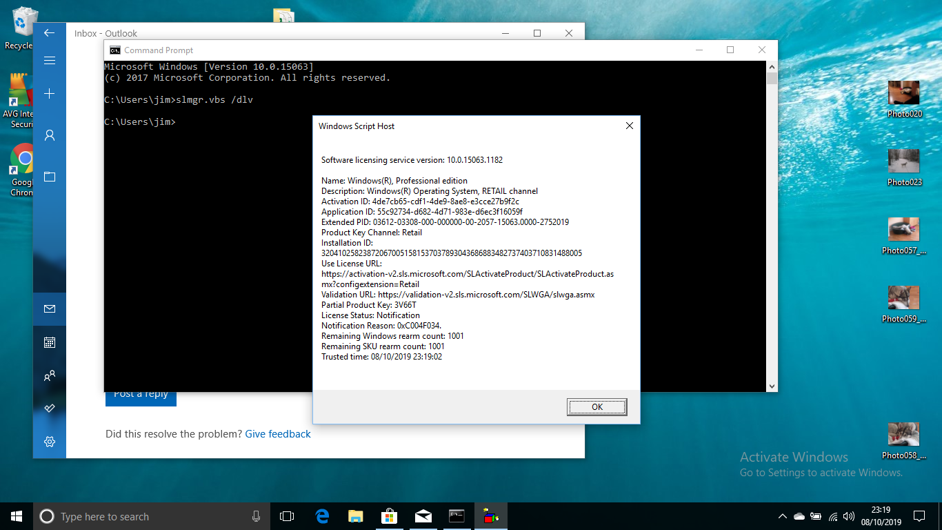 Error 0x803fa071 when I try to activate Win 10 Pro - Microsoft Q&A