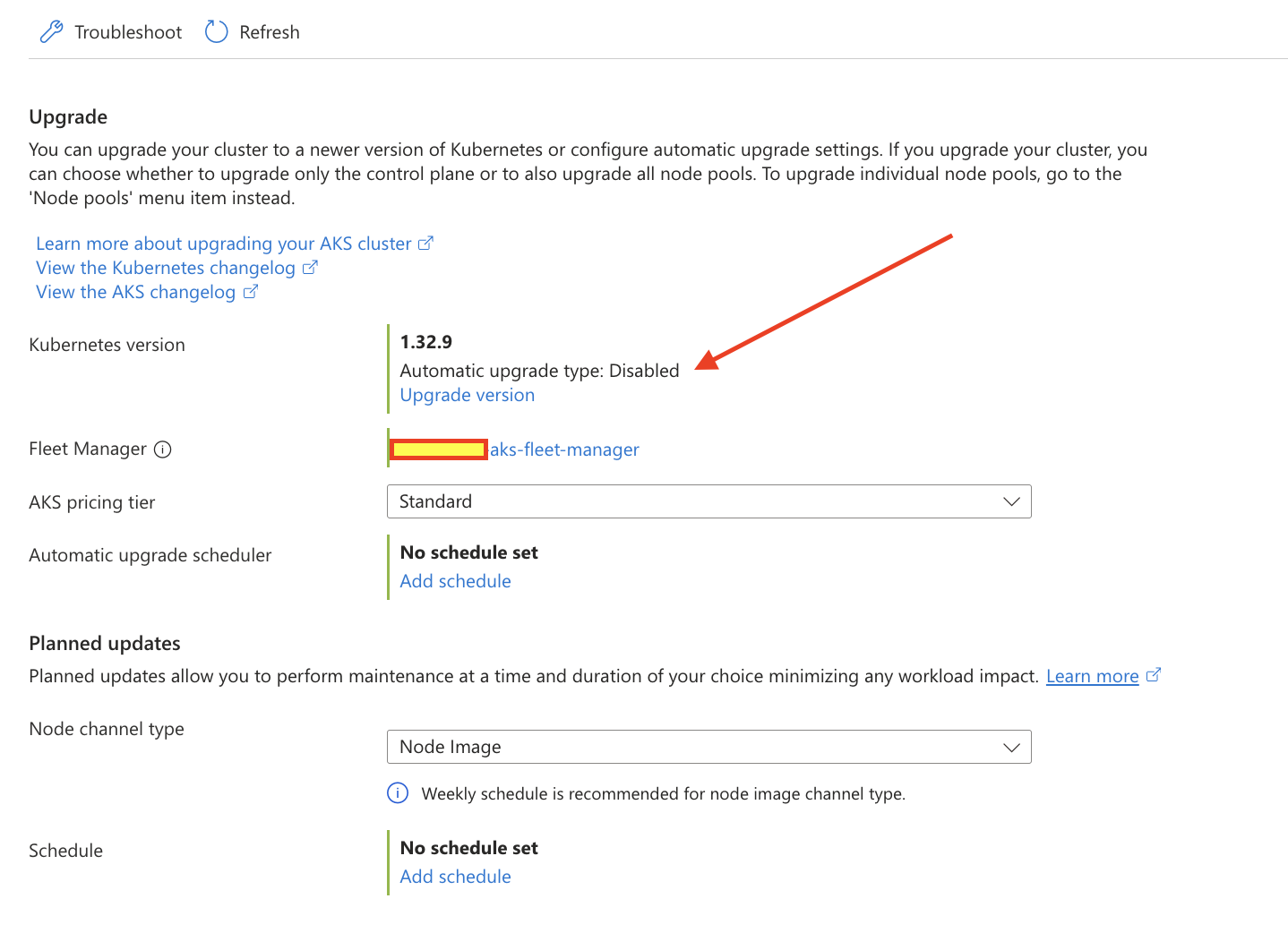 Unable to update AKS and Node Image versions using Fleet Manager (Auto ...