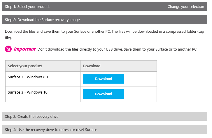 microsoft surface pro 4 windows 10 recovery image