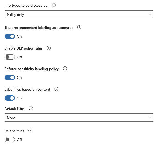 Policy does not include any automatic labeling conditions. MIP Scanner ...