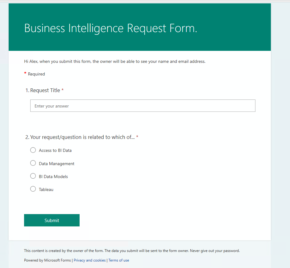 Cookies & Branching MS Forms - Microsoft Q&A