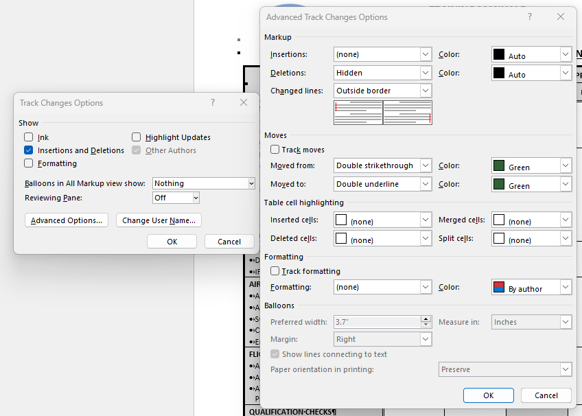 Odd issue when using track changes - table cell changes when changing ...