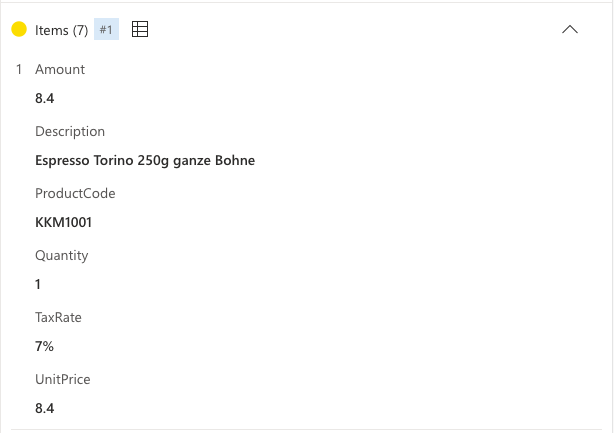 Items screenshot