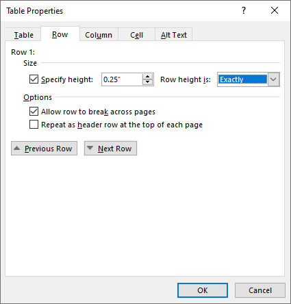Setting Table Row Heights - Microsoft Q&A