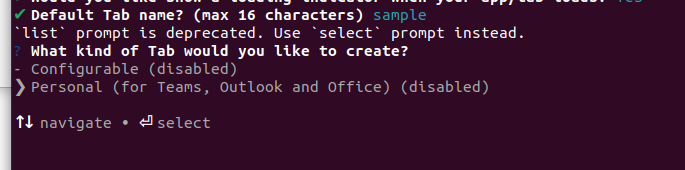 Tab options disabled in CLI when initializing the project with Yeoman ...