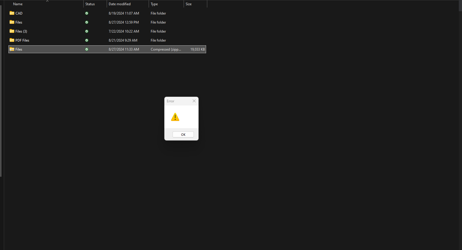 Why does an error box pop up when clicking on a zip folder? - Microsoft Q&A