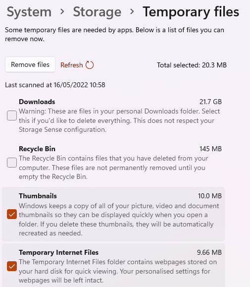 Personal Download folder 21.7Gb - Microsoft Q&A