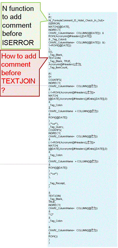 How to add comment to a formula that outputs text? is helper column ...