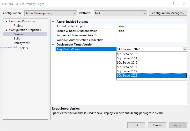 SSIS - TargetServerVersion_2