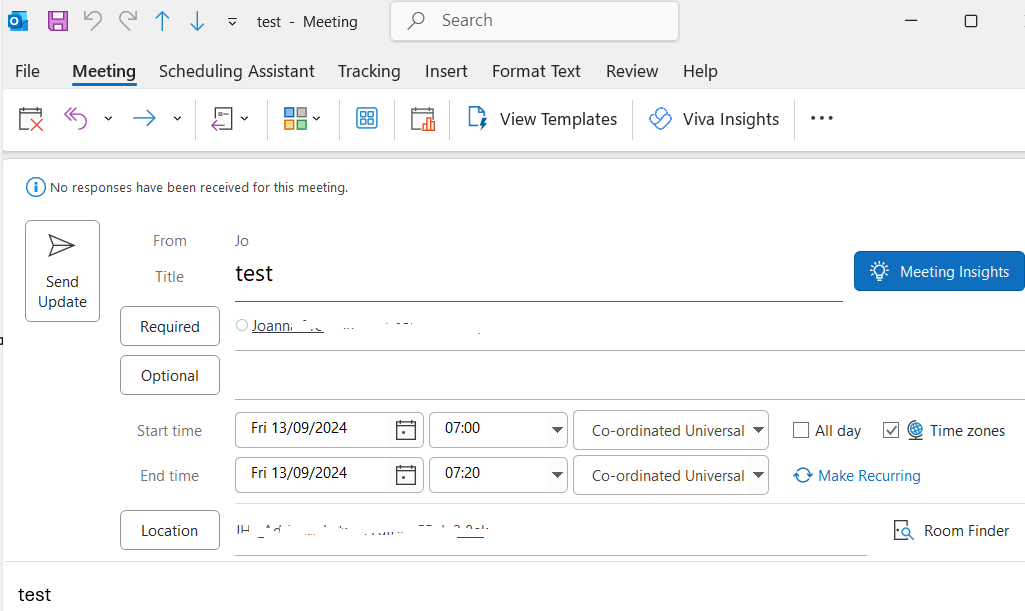 External meeting displays the time as one hour behind - Microsoft Q&A