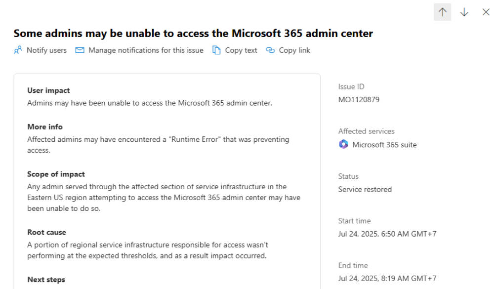 I can't access the admin.microsoft.com portal. There is no problem ...