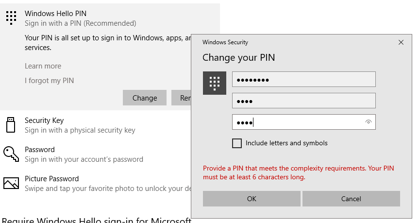 Cannot set 4 Digit Pin to log into Windows - Microsoft Q&A