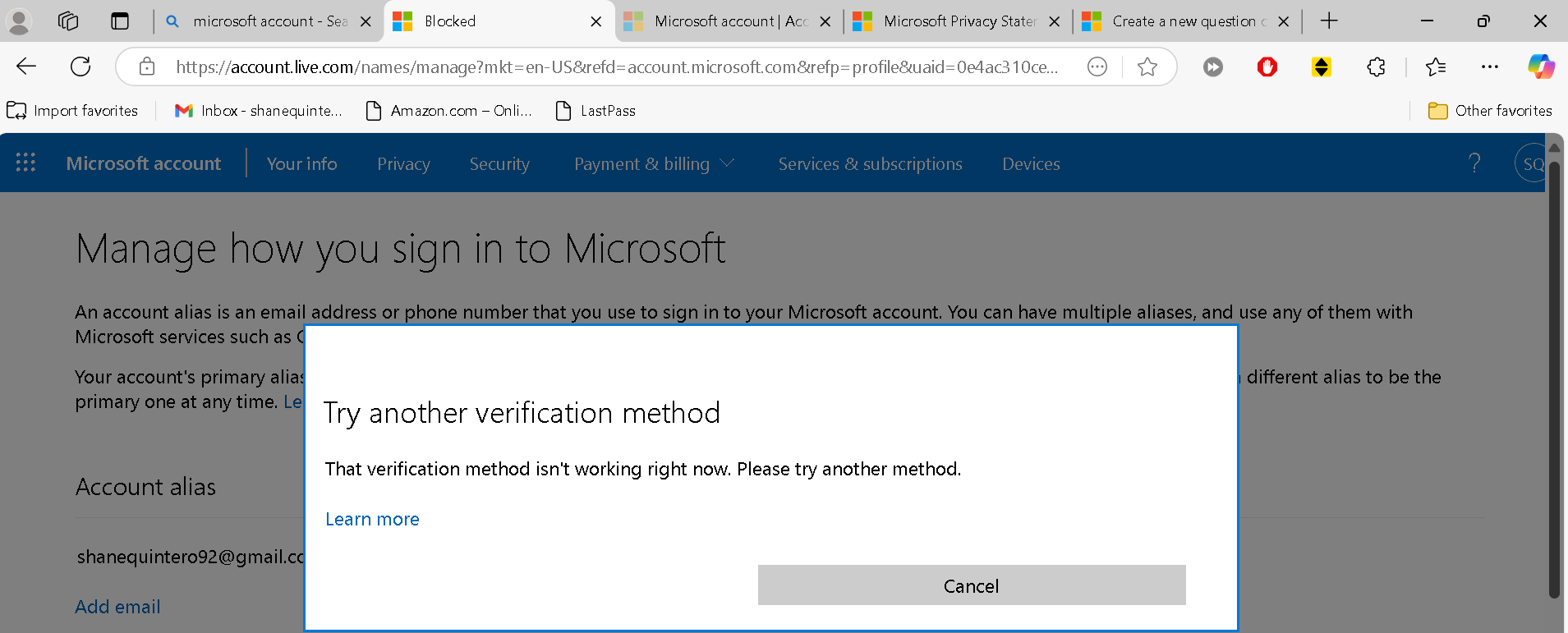 misstyped a phone number, now my whole account is blocked from adding ...