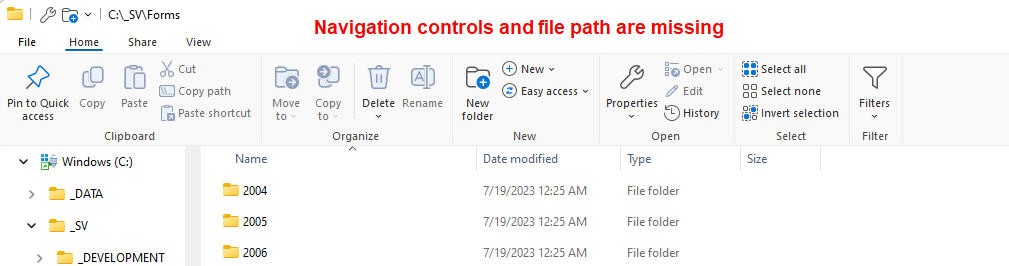 Windows 11 Explorer address bar suddenly disappeared - Microsoft Q&A