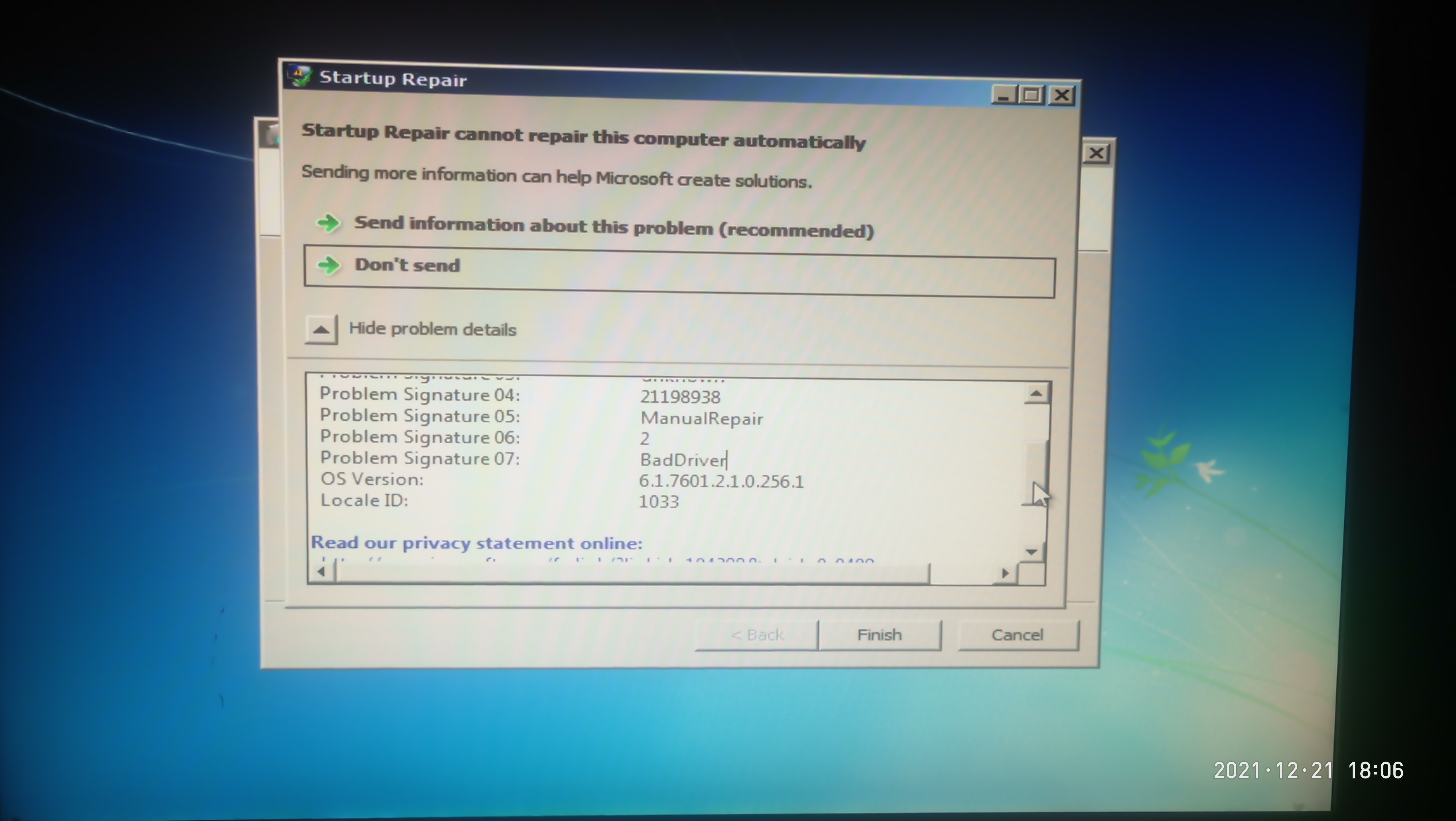 Windows 7 Flashing Blue Screen on start up - Microsoft Q&A