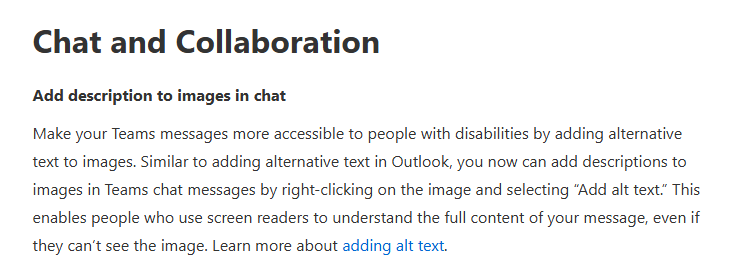 When did Microsoft add alt text to Teams? - Microsoft Q&A