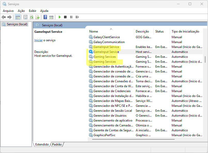 Erro GameInput Service - Microsoft Q&A