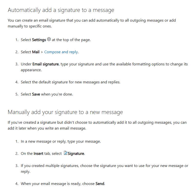 The signature of the email appears randomly - Microsoft Q&A