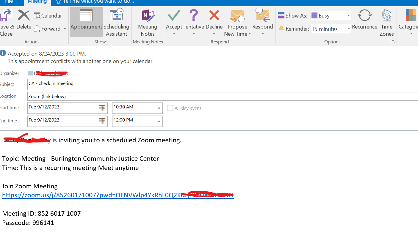 How do I modify the notes in an Outlook invite that someone else ...