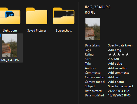 Windows Explorer info: my .jpg files are not showing picture details ...