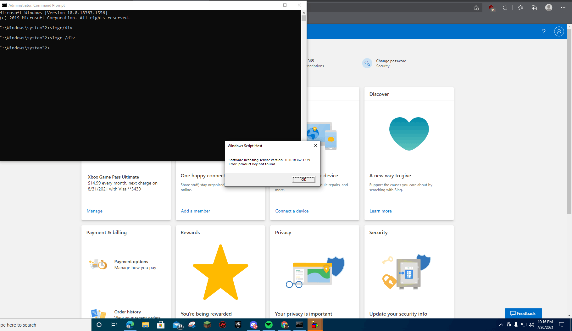 Windows Product key gone after changing hardware - Microsoft Q&A