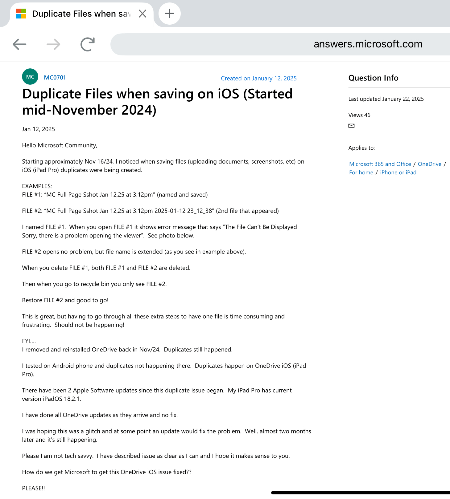 OneDrive- files uploaded from IOS Files app have different file names ...