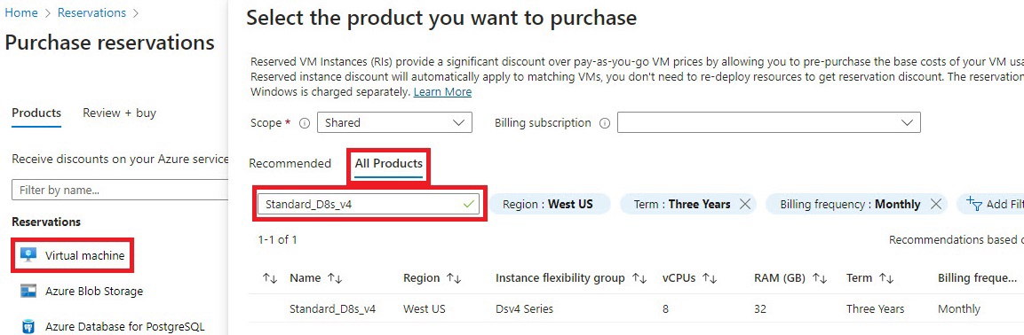 azure purchase vm reservation