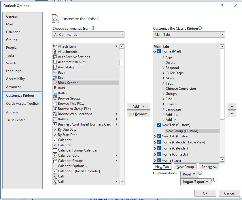 Outlook 2022, add the block sender button to the ribbon - Microsoft Q&A