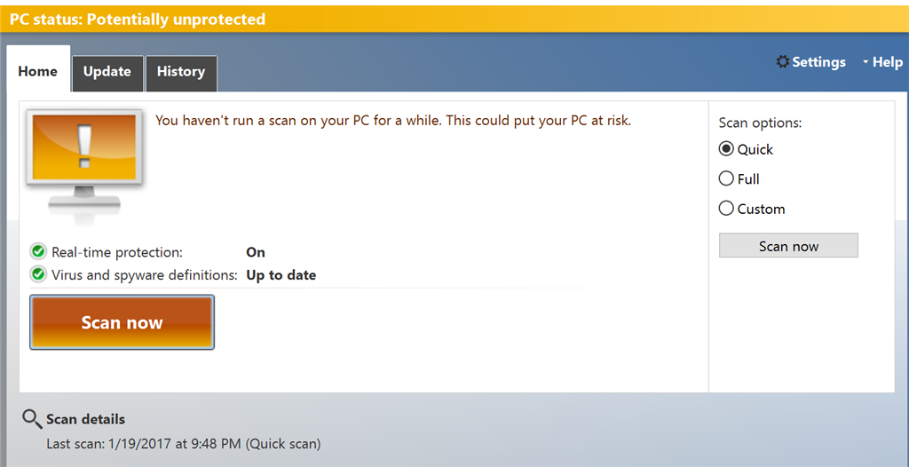 Windows Defender shows as Potentially unprotected - Microsoft Q&A