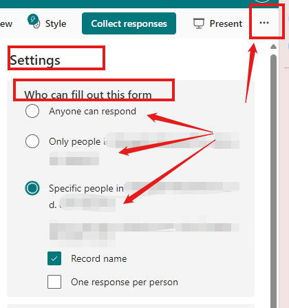 I cannot change the settings on my microsoft forms - Microsoft Q&A