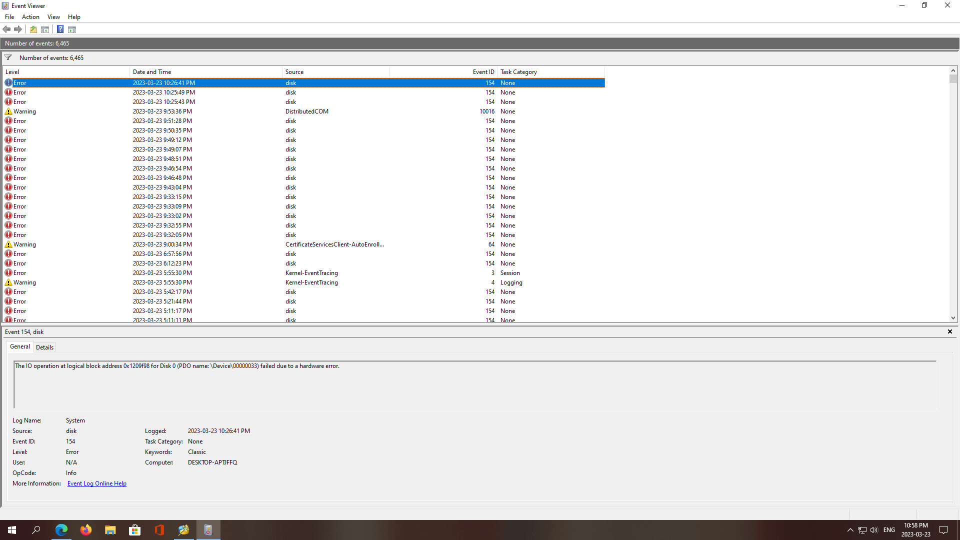 disk error - Microsoft Q&A