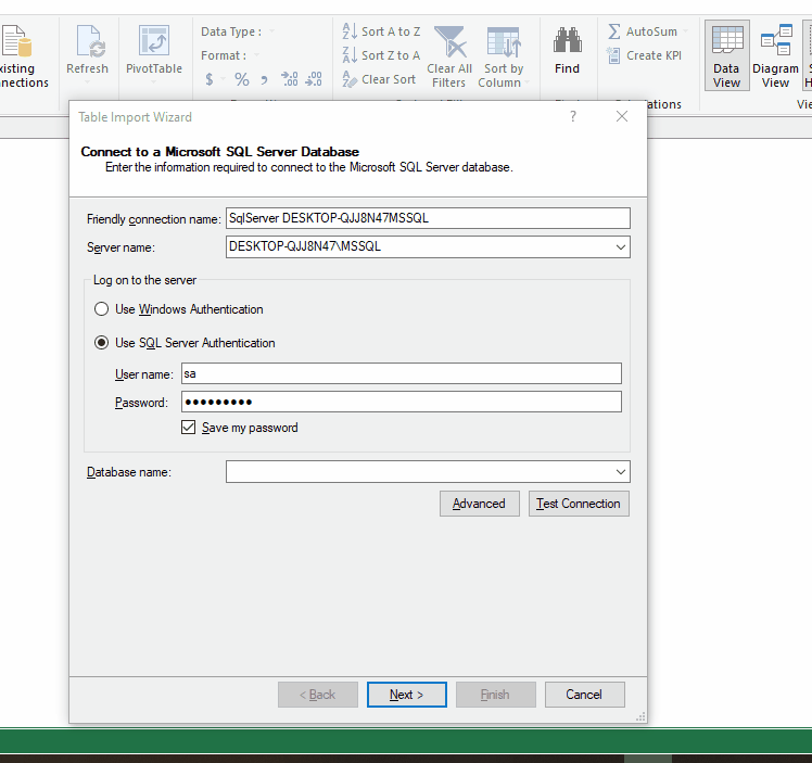 Unable to Import SQL Server Data in to Power Pivot - Microsoft Q&A