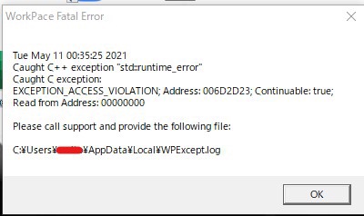 WorkPace Fatal Error が数秒間隔で表示される - Microsoft Q&A