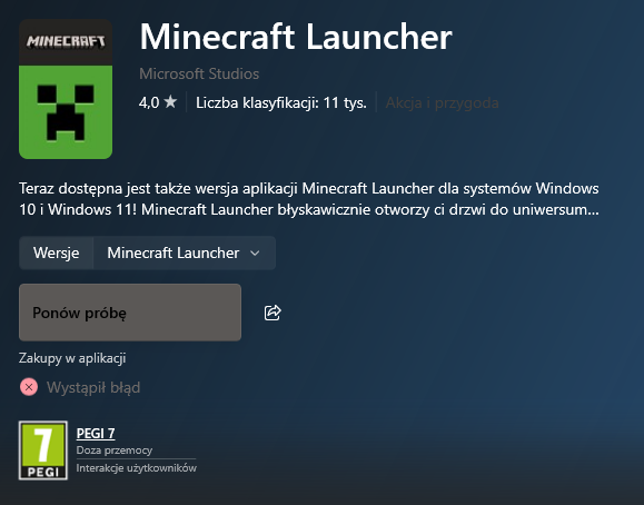 Minecraft wont install from Microsoft store nor from the website ...