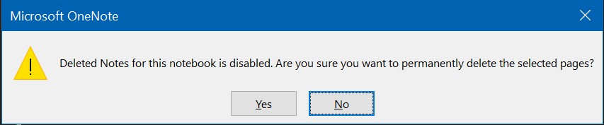 Deleted Notes for this Notebook is Disabled - Microsoft Q&A