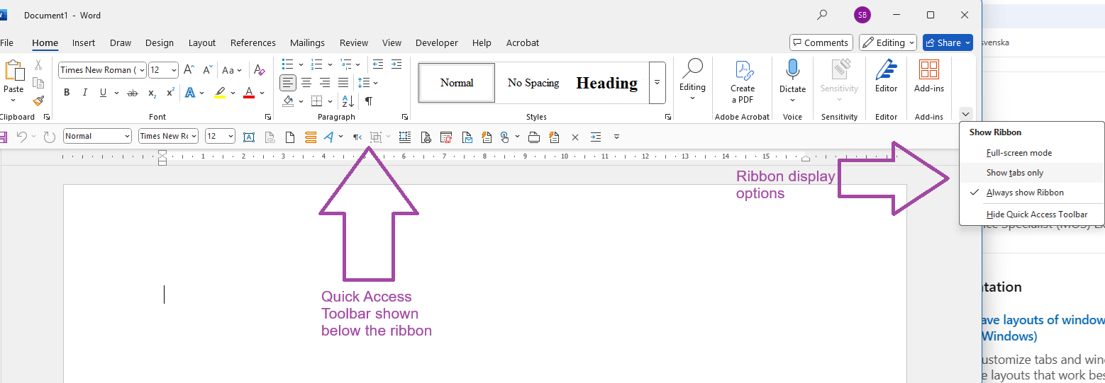 Documents tab in word - Microsoft Q&A