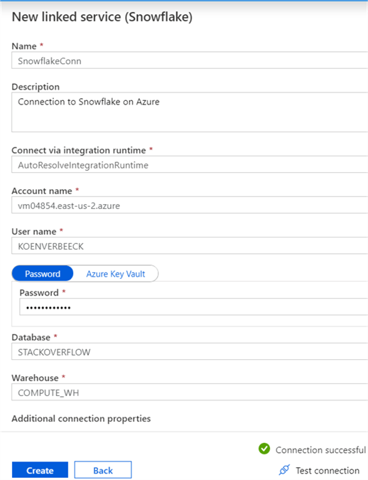 specify linked service properties