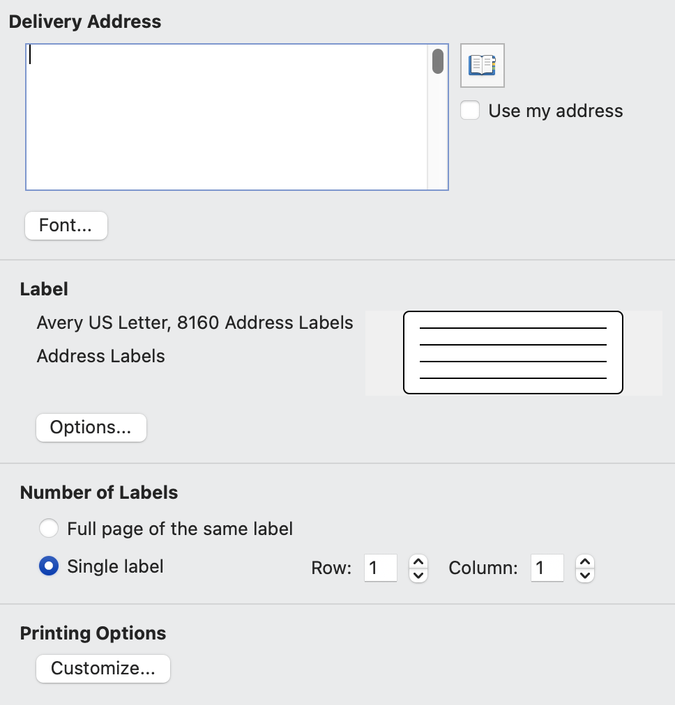 cannot print 8150 Avery labels on Mac - Microsoft Q&A