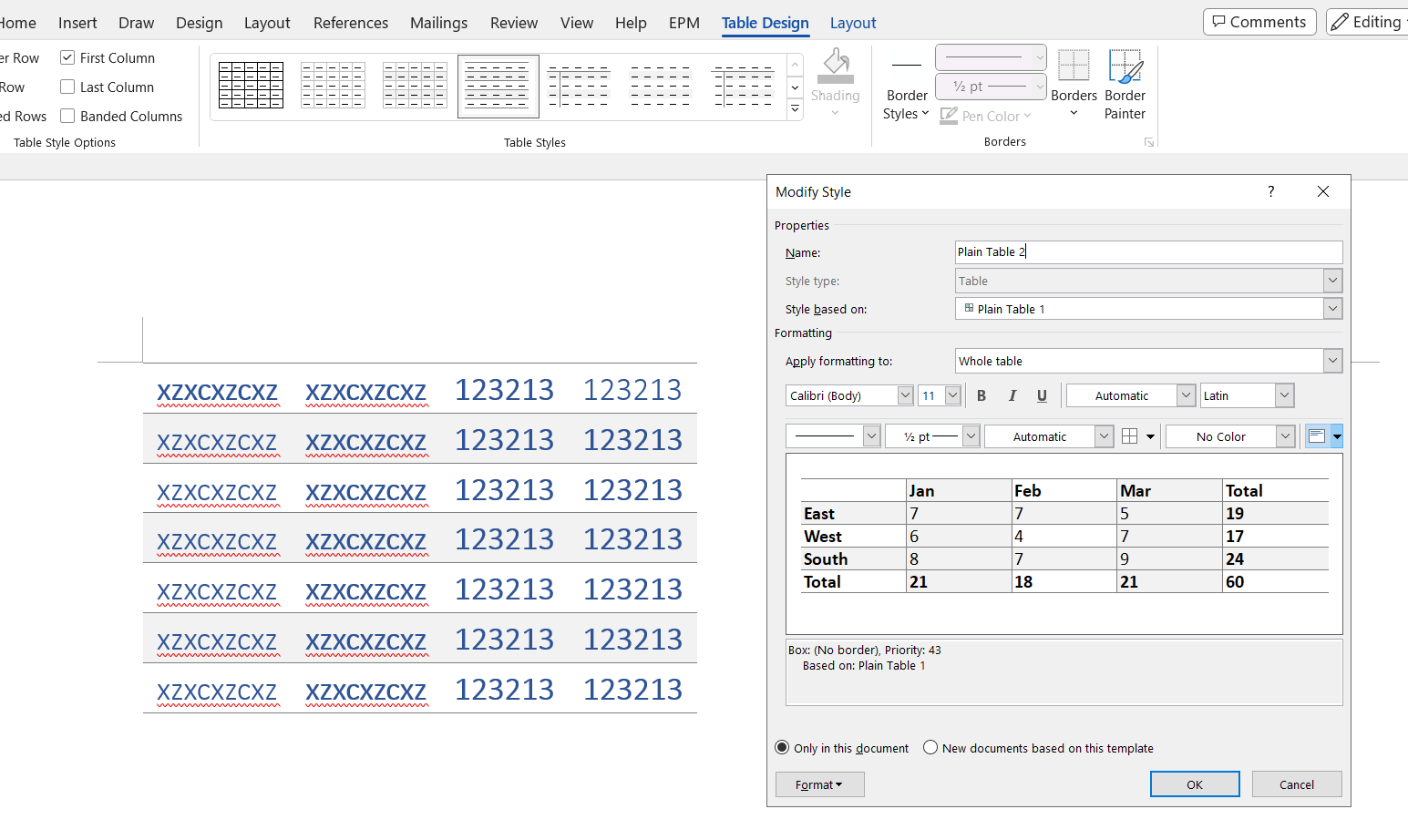 Word 365 Table style not working correctly after version update 2211 ...
