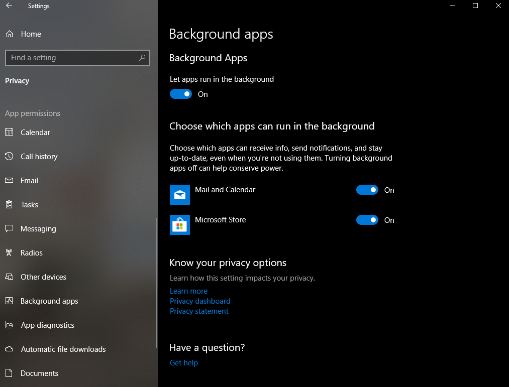 Re-enable Windows Apps to Run in Background - Microsoft Q&A
