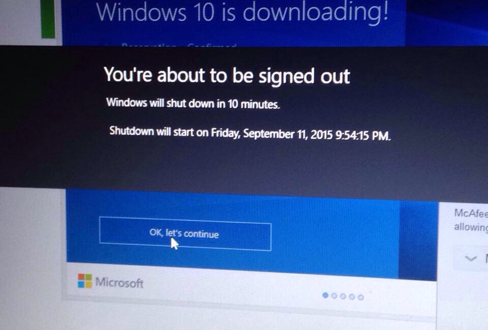 notification saying 