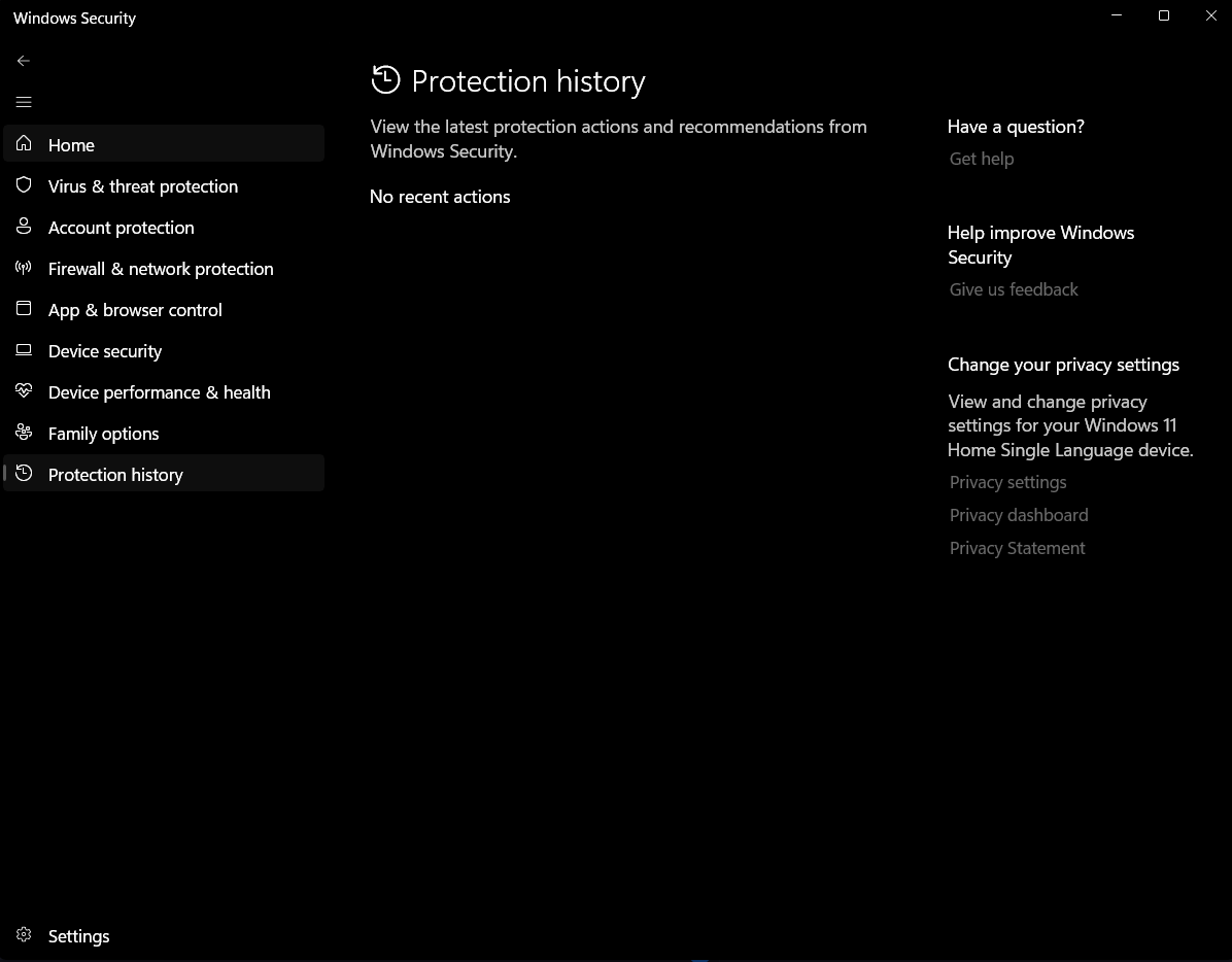 protection history is not showing - Microsoft Q&A