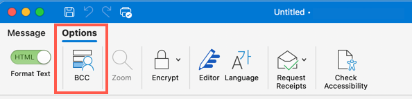 Show the BCC box in MS Legacy Outlook email. advice is that it was ...
