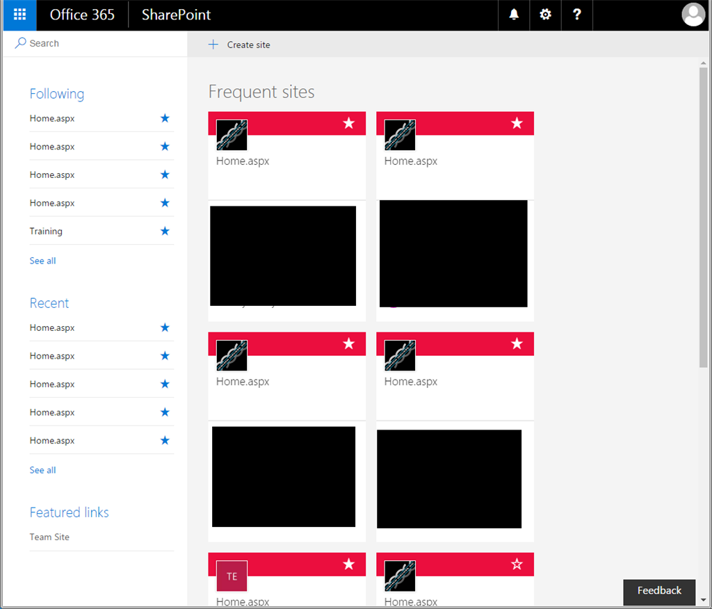 SharePoint Frequent sites Home.ASPX - Microsoft Q&A